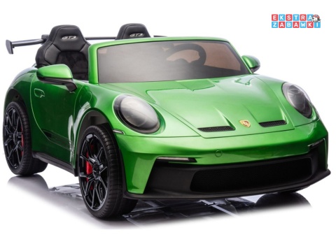 Zielone lakierowane Porsche GT3 DK-P911 na akumulator - 4x200W 24V/7Ah, EVA, ekoskóra, LED, Bluetooth [26789]