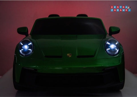 Zielone lakierowane Porsche GT3 DK-P911 na akumulator - 4x200W 24V/7Ah, EVA, ekoskóra, LED, Bluetooth [26789]