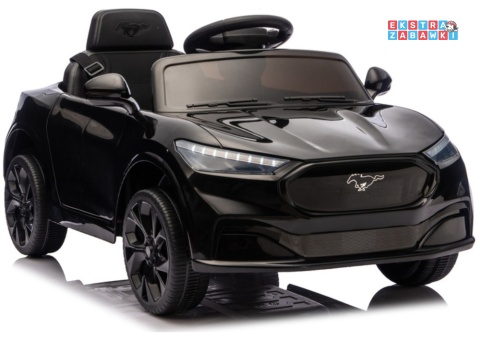 Czarny Ford Mustang Mach-E na akumulator - 2x45W 24V/5Ah, EVA, LED, Bluetooth, ekoskóra, pilot [27656]