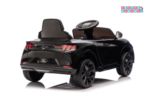 Czarny Ford Mustang Mach-E na akumulator - 2x45W 24V/5Ah, EVA, LED, Bluetooth, ekoskóra, pilot [27656]