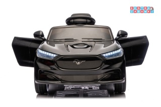Czarny Ford Mustang Mach-E na akumulator - 2x45W 24V/5Ah, EVA, LED, Bluetooth, ekoskóra, pilot [27656]