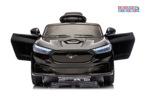 Czarny Ford Mustang Mach-E na akumulator - 2x45W 24V/5Ah, EVA, LED, Bluetooth, ekoskóra, pilot [27656]