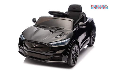 Czarny Ford Mustang Mach-E na akumulator - 2x45W 24V/5Ah, EVA, LED, Bluetooth, ekoskóra, pilot [27656]