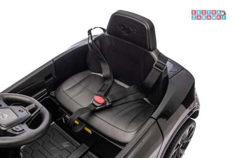 Czarny Ford Mustang Mach-E na akumulator - 2x45W 24V/5Ah, EVA, LED, Bluetooth, ekoskóra, pilot [27656]