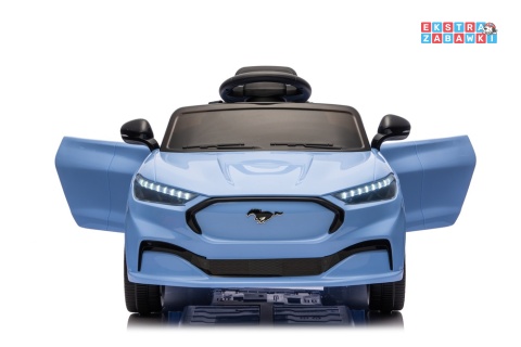 Niebieski Ford Mustang Mach-E na akumulator - 2x45W 24V/5Ah, EVA, LED, Bluetooth, ekoskóra, pilot [27659]