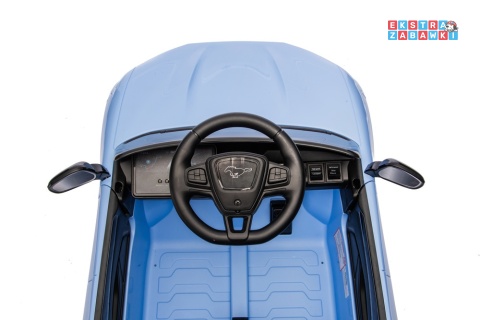 Niebieski Ford Mustang Mach-E na akumulator - 2x45W 24V/5Ah, EVA, LED, Bluetooth, ekoskóra, pilot [27659]