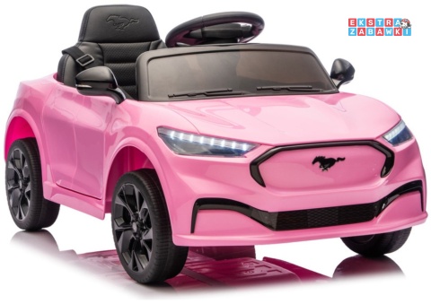 Różowy Ford Mustang Mach-E na akumulator - 2x45W 24V/5Ah, EVA, LED, Bluetooth, ekoskóra, pilot [27658]