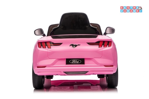 Różowy Ford Mustang Mach-E na akumulator - 2x45W 24V/5Ah, EVA, LED, Bluetooth, ekoskóra, pilot [27658]