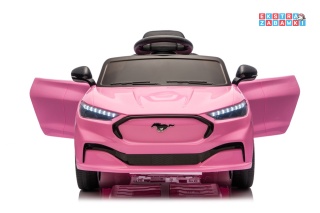 Różowy Ford Mustang Mach-E na akumulator - 2x45W 24V/5Ah, EVA, LED, Bluetooth, ekoskóra, pilot [27658]