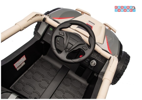 Kawasaki JS330 buggy na akumulator dwuosobowy - beżowy, 2x100W, EVA, ekoskóra, LED, Bluetooth, pilot [28762]