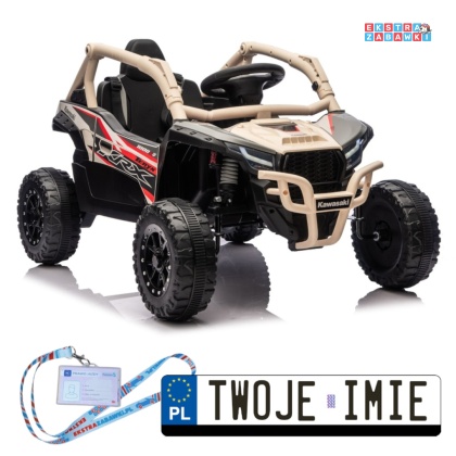 Kawasaki JS330 buggy na akumulator - beżowy, 2x100W, EVA, ekoskóra, LED, Bluetooth, pilot [28762]