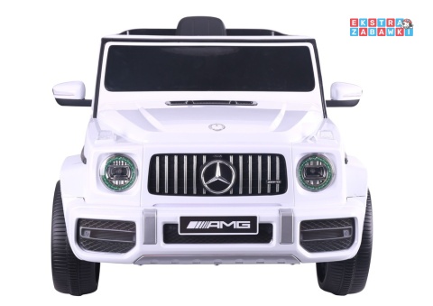 Biały Mercedes G63 S306-1 na akumulator - 2x45W 12V/4.5Ah, EVA, LED, ekoskóra, pilot, panel muzyczny [28764]