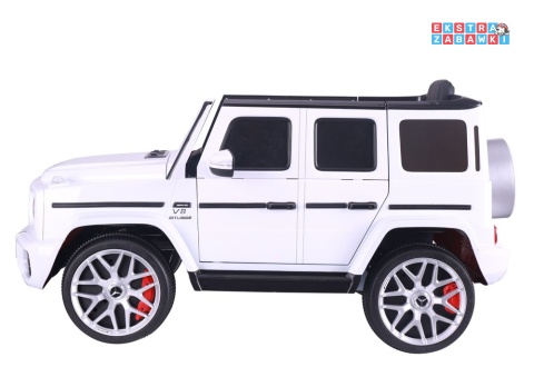 Biały Mercedes G63 S306-1 na akumulator - 2x45W 12V/4.5Ah, EVA, LED, ekoskóra, pilot, panel muzyczny [28764]