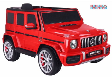 Czerwony Mercedes G63 S306-1 na akumulator - 2x45W 12V/4.5Ah, EVA, LED, ekoskóra, pilot, panel muzyczny [28763]
