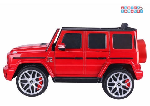Czerwony Mercedes G63 S306-1 na akumulator - 2x45W 12V/4.5Ah, EVA, LED, ekoskóra, pilot, panel muzyczny [28763]
