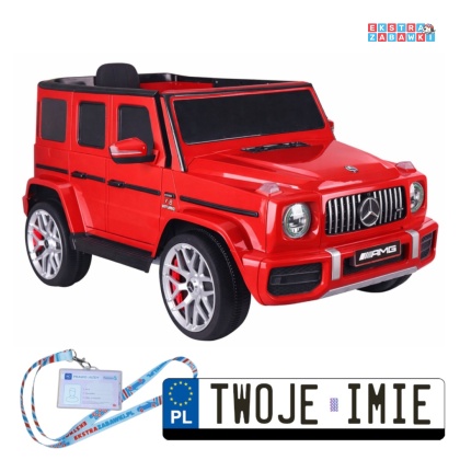 Czerwony Mercedes G63 S306-1 na akumulator - 2x45W 12V/4.5Ah, EVA, LED, ekoskóra, pilot, panel muzyczny [28763]