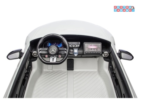 Biały Mercedes GT63 AMG DK-GT63 na akumulator - 4x200W 24V/14Ah, ekran LCD, BT, EVA, LED, ekoskóra, pilot [29022]