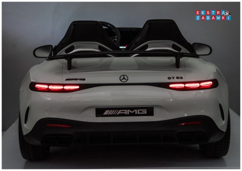 Biały Mercedes GT63 AMG DK-GT63 na akumulator - 4x200W 24V/14Ah, ekran LCD, BT, EVA, LED, ekoskóra, pilot [29022]