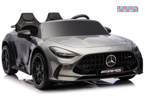 Szary Mercedes GT63 AMG DKGT63 z wyciszonymi silnikami na akumulator - 4x200W 24V/14Ah, ekran LCD, EVA, LED, ekoskóra [29031]
