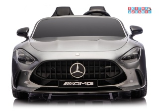 Szary Mercedes GT63 AMG DKGT63 z wyciszonymi silnikami na akumulator - 4x200W 24V/14Ah, ekran LCD, EVA, LED, ekoskóra [29031]