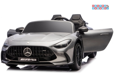 Szary Mercedes GT63 AMG DKGT63 z wyciszonymi silnikami na akumulator - 4x200W 24V/14Ah, ekran LCD, EVA, LED, ekoskóra [29031]