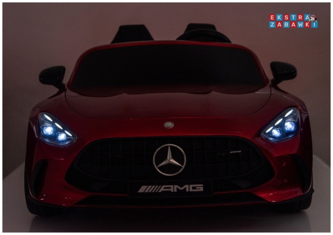 Czerwony lakierowany Mercedes GT63 AMG DK-GT63 na akumulator - 4x200W 24V/14Ah, ekran LCD, BT, EVA, LED, ekoskóra, pilot [29029]