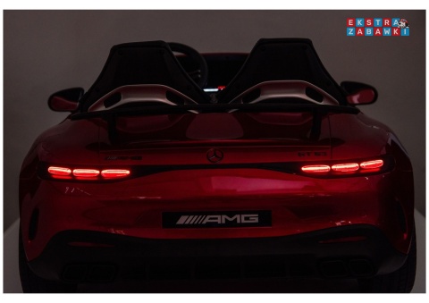Czerwony lakierowany Mercedes GT63 AMG DK-GT63 na akumulator - 4x200W 24V/14Ah, ekran LCD, BT, EVA, LED, ekoskóra, pilot [29029]