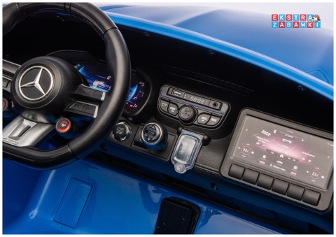 Niebieski Mercedes GT63 AMG DK-GT63 na akumulator - 4x200W 24V/14Ah, ekran LCD, BT, EVA, LED, ekoskóra, pilot [29024]
