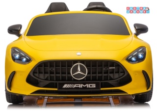 Żółty Mercedes GT63 AMG DK-GT63 na akumulator - 4x200W 24V/14Ah, ekran LCD, BT, EVA, LED, ekoskóra, pilot [29025]