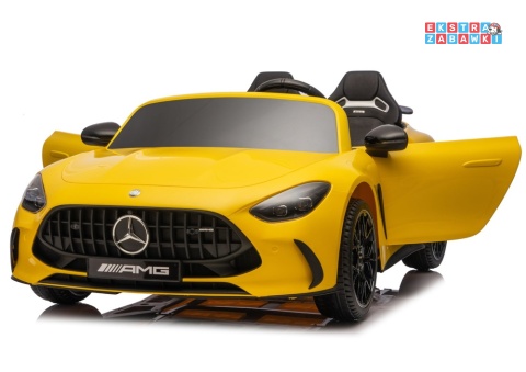 Żółty Mercedes GT63 AMG DK-GT63 na akumulator - 4x200W 24V/14Ah, ekran LCD, BT, EVA, LED, ekoskóra, pilot [29025]