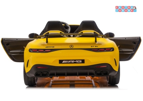 Żółty Mercedes GT63 AMG DK-GT63 na akumulator - 4x200W 24V/14Ah, ekran LCD, BT, EVA, LED, ekoskóra, pilot [29025]