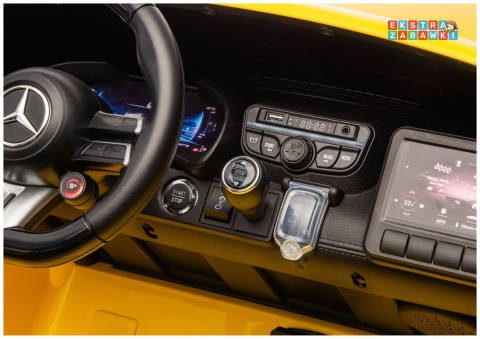 Żółty Mercedes GT63 AMG DK-GT63 na akumulator - 4x200W 24V/14Ah, ekran LCD, BT, EVA, LED, ekoskóra, pilot [29025]