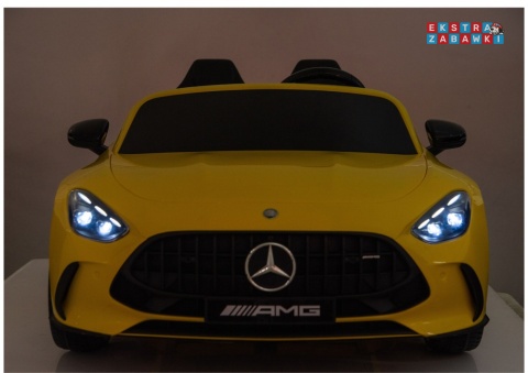 Żółty Mercedes GT63 AMG DK-GT63 na akumulator - 4x200W 24V/14Ah, ekran LCD, BT, EVA, LED, ekoskóra, pilot [29025]