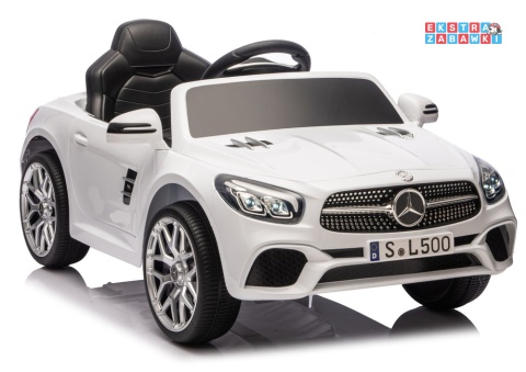 Biały Mercedes SL500 S506 na akumulator - 2x45W 12V/4.5Ah, EVA, LED, ekoskóra, panel muzyczny, pilot [28768]