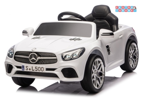 Biały Mercedes SL500 S506 na akumulator - 2x45W 12V/4.5Ah, EVA, LED, ekoskóra, panel muzyczny, pilot [28768]