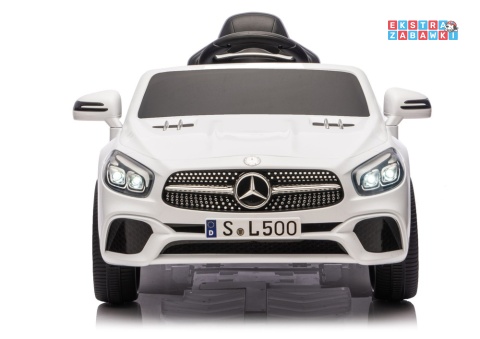 Biały Mercedes SL500 S506 na akumulator - 2x45W 12V/4.5Ah, EVA, LED, ekoskóra, panel muzyczny, pilot [28768]
