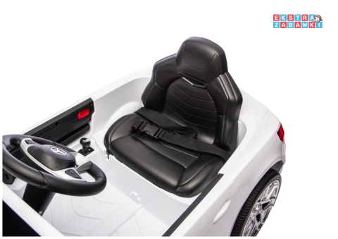 Biały Mercedes SL500 S506 na akumulator - 2x45W 12V/4.5Ah, EVA, LED, ekoskóra, panel muzyczny, pilot [28768]