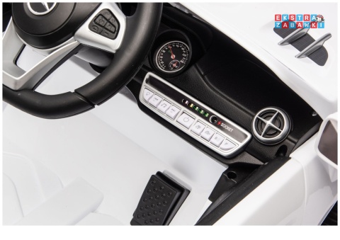 Biały Mercedes SL500 S506 na akumulator - 2x45W 12V/4.5Ah, EVA, LED, ekoskóra, panel muzyczny, pilot [28768]