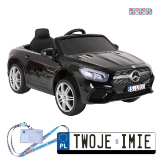 Czarny Mercedes SL500 S506 na akumulator - 2x45W 12V/4.5Ah, EVA, LED, ekoskóra, panel muzyczny, pilot [28767]