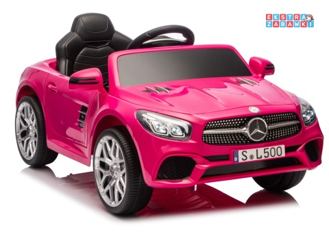 Różowy Mercedes SL500 S506 na akumulator - 2x45W 12V/4.5Ah, EVA, LED, ekoskóra, panel muzyczny, pilot [28769]
