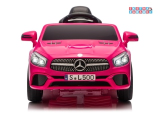 Różowy Mercedes SL500 S506 na akumulator - 2x45W 12V/4.5Ah, EVA, LED, ekoskóra, panel muzyczny, pilot [28769]