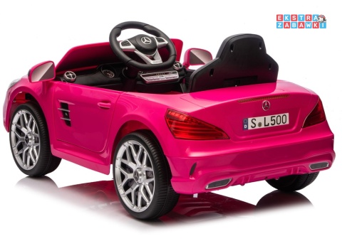 Różowy Mercedes SL500 S506 na akumulator - 2x45W 12V/4.5Ah, EVA, LED, ekoskóra, panel muzyczny, pilot [28769]