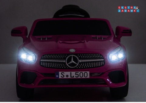 Różowy Mercedes SL500 S506 na akumulator - 2x45W 12V/4.5Ah, EVA, LED, ekoskóra, panel muzyczny, pilot [28769]