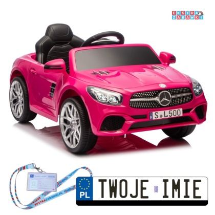 Różowy Mercedes SL500 S506 na akumulator - 2x45W 12V/4.5Ah, EVA, LED, ekoskóra, panel muzyczny, pilot [28769]