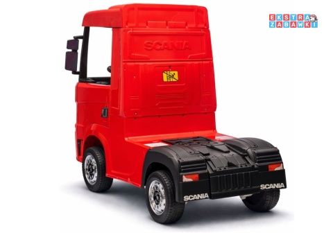 Czerwona Scania 500R HL698 na akumulator - 4x45W 24V/7Ah, EVA, pilot, LED, Bluetooth, automatyczny hamulec [20637]
