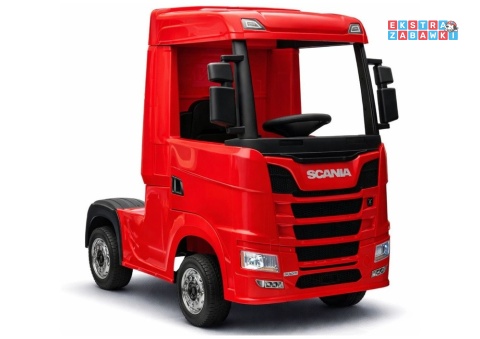 Czerwona Scania 500R HL698 na akumulator - 4x45W 24V/7Ah, EVA, pilot, LED, Bluetooth, automatyczny hamulec [20637]