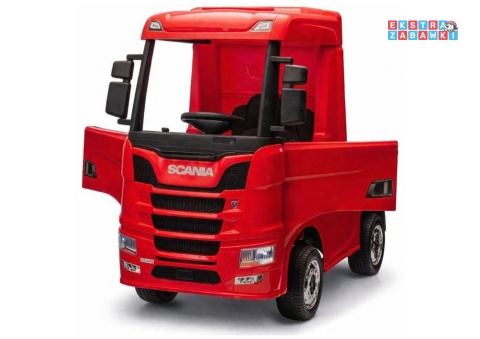 Czerwona Scania 500R HL698 na akumulator - 4x45W 24V/7Ah, EVA, pilot, LED, Bluetooth, automatyczny hamulec [20637]