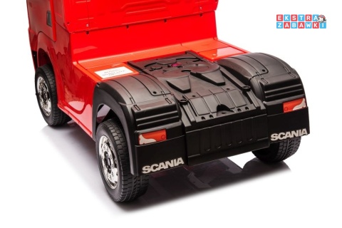 Czerwona Scania 500R HL698 na akumulator - 4x45W 24V/7Ah, EVA, pilot, LED, Bluetooth, automatyczny hamulec [20637]