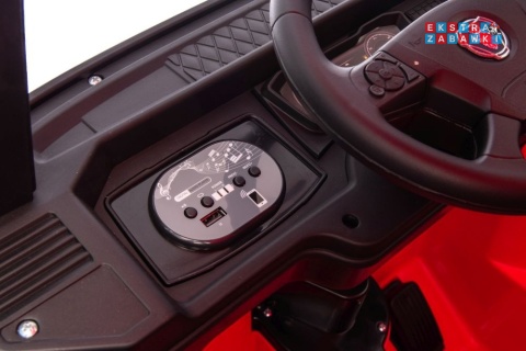 Czerwona Scania 500R HL698 na akumulator - 4x45W 24V/7Ah, EVA, pilot, LED, Bluetooth, automatyczny hamulec [20637]