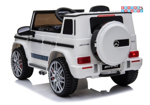 Biały Mercedes G63 BBH-0003 na akumulator - 2x45W 12V/7Ah, EVA, LED, panel muzyczny, pilot [17148]